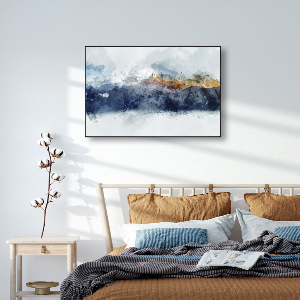 NNEDSZ Wall Art 50cmx70cm Abstract Sunlight Mountains Black Frame Canvas