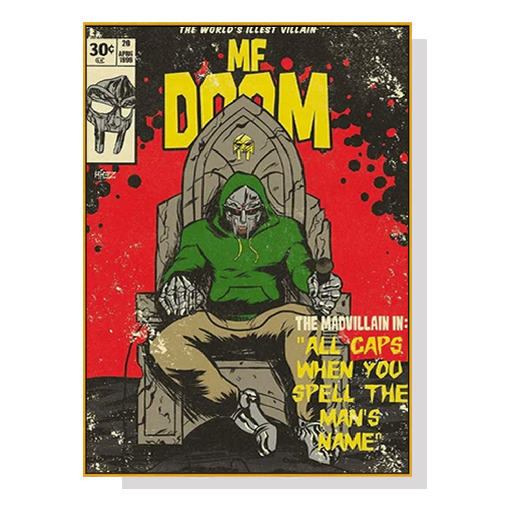 NNEDSZ Wall Art 70cmx100cm MF DOOM Music Gold Frame Canvas