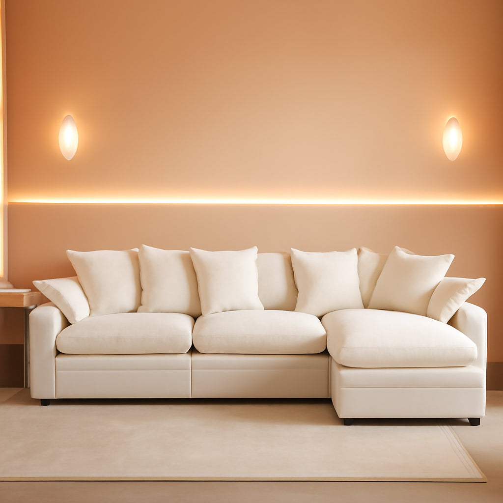 Modern L Shaped Cloud Sofa with Ottoman for Comfort